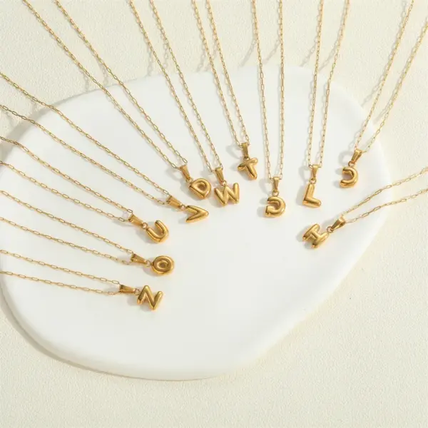 PVD Coated Letter 304 Stainless Steel Simple Style Waterproof Non Tarnish 304 Stainless Steel Pendant Necklace