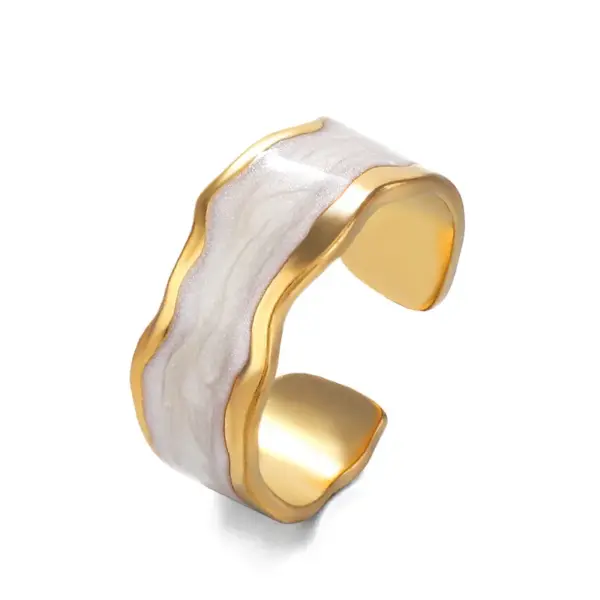 PVD Coated 18K Gold Plated Irregular 304 Stainless Steel IG Style Waterproof Non Tarnish Open Rings
