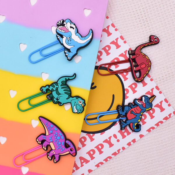 Wholesale Random 50pcs Colorful Paperclip Dinosaur Series File Bookmarks