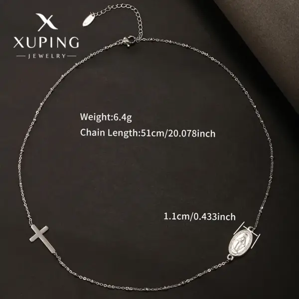 Wholesale 304 Stainless Steel 18K Gold Plated Raw Steel XUPING Simple Style Human Cross Necklace