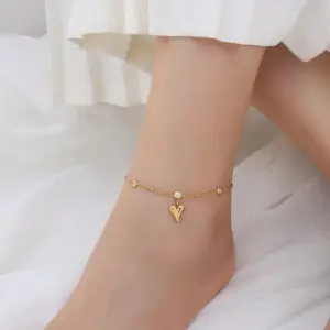 Fashion Geometric Titanium Steel Waterproof Non Tarnish No Inlaid PVD Coated Real Gold Plated Women'S Anklet
