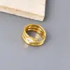 Wholesale 304 Stainless Steel Rhombus Ion Plating (IP) Zircon 18K Real Gold Plated Simple Style Classic Style Waterproof Non Tarnish Inlay Gold Rings