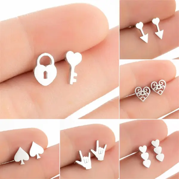 PVD Coated Real Gold Plated Heart Shape Titanium Steel Fashion Waterproof Non Tarnish Ear Studs