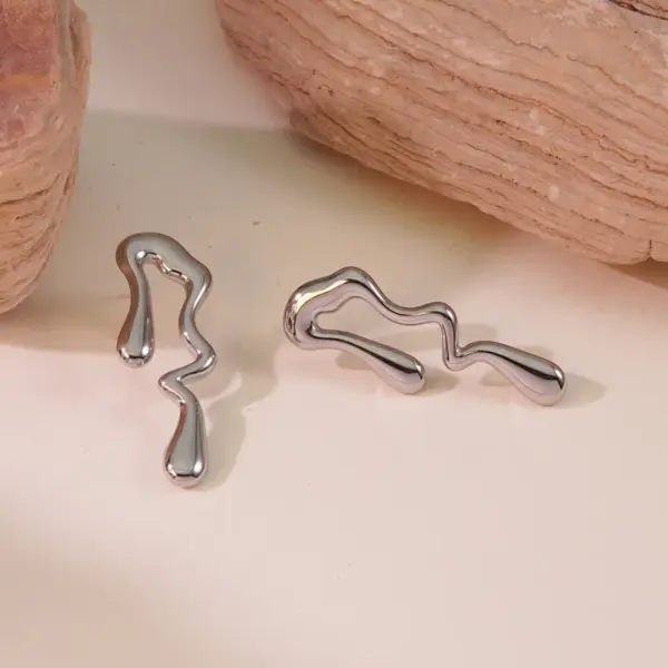 1 Pair Hip-Hop Novelty Classic Style Water Droplets 304 Stainless Steel Imitation Gold Electroplating Drop Earrings