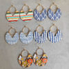 Wholesale Blue-dyed printed striped Bohemian earrings