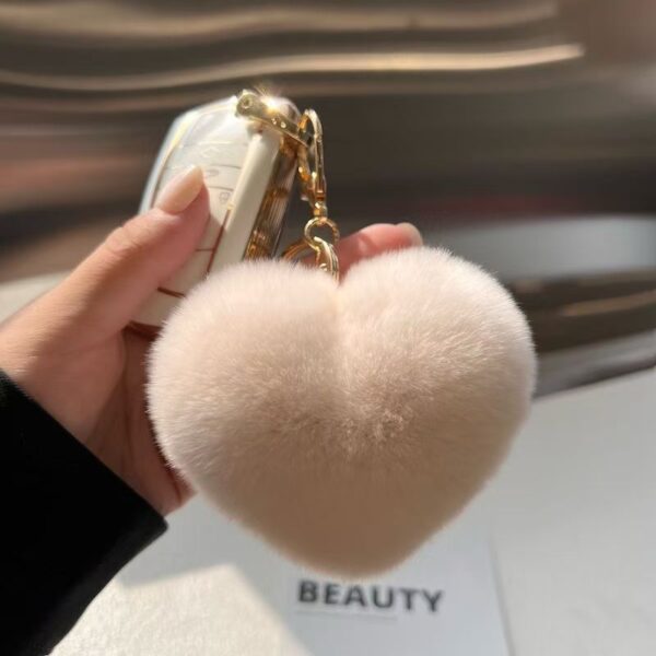 Wholesale New Year Heart-shaped Cute Little Love Hair Ball Pendant Car Keychain Pendant Plush Pendant Schoolbag Bag Hanging Ornaments for Women
