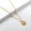 Wholesale Sweet Heart Shape Stainless Steel Plating Inlay Zircon Gold Plated Pendant Necklace
