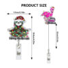 Wholesale Christmas glitter acrylic sloth dinosaur crane puppy retractable rotating alligator clip badge easy pull-up buckle