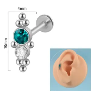 A Blue Zirconium White Diamond / Stainless Steel 1.2x12mm