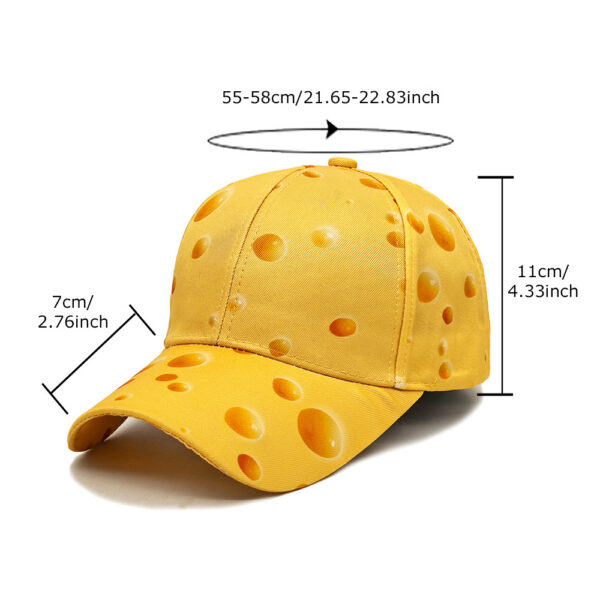 Wholesale Amazon New Cheese Pattern Printed Baseball Cap Fashionable Women's Casual All-match Travel Sun Hat for Men