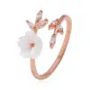 Wholesale Simple Style Flower Copper Inlay Zircon Open Ring 1 Piece