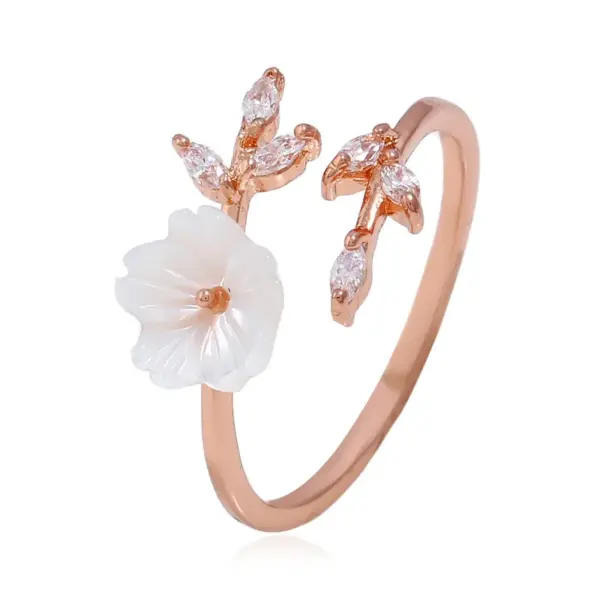 Wholesale Simple Style Flower Copper Inlay Zircon Open Ring 1 Piece
