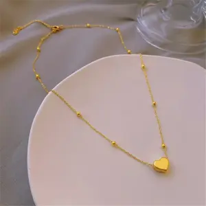 Simple Style Heart Shape Titanium Steel Plating Gold Plated Pendant Necklace