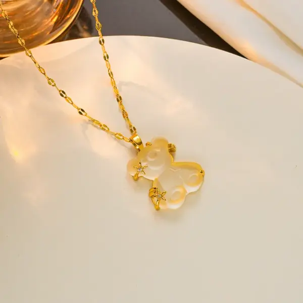 Wholesale Jewelry Cute Little Bear Star 201 Stainless Steel Copper Resin Zircon Plating Inlay