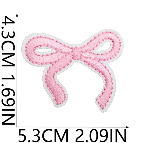Wholesale Cherry Bow Embroidered Cloth Sticker Hairpin Decoration Bow Patch Sticker Bag Embroidered Pink Ribbon