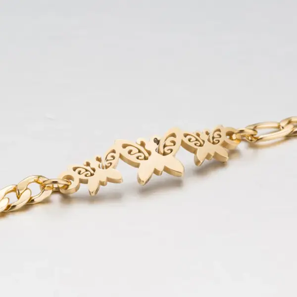 Ion Plating (IP) 18K Gold Real Gold Plated Butterfly Snowflake Stainless Steel Fashion Waterproof Non Tarnish 201 Stainless Steel Bracelets