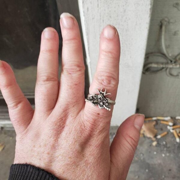 Wholesale AliExpress Europe and the United States new vintage personality moth moon phase opening ring exaggerated beetle punk ring