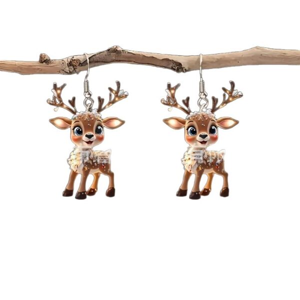 Wholesale Cute Christmas reindeer acrylic 2D creative design holiday decoration gift earrings
