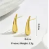 Wholesale Real Gold Plated Water Droplets Solid Color 304 Stainless Steel Simple Style Waterproof Non Tarnish Ear Studs