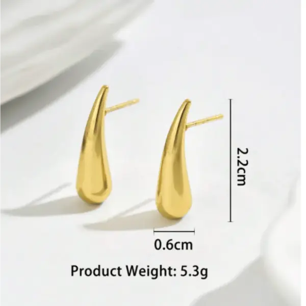 Wholesale Real Gold Plated Water Droplets Solid Color 304 Stainless Steel Simple Style Waterproof Non Tarnish Ear Studs