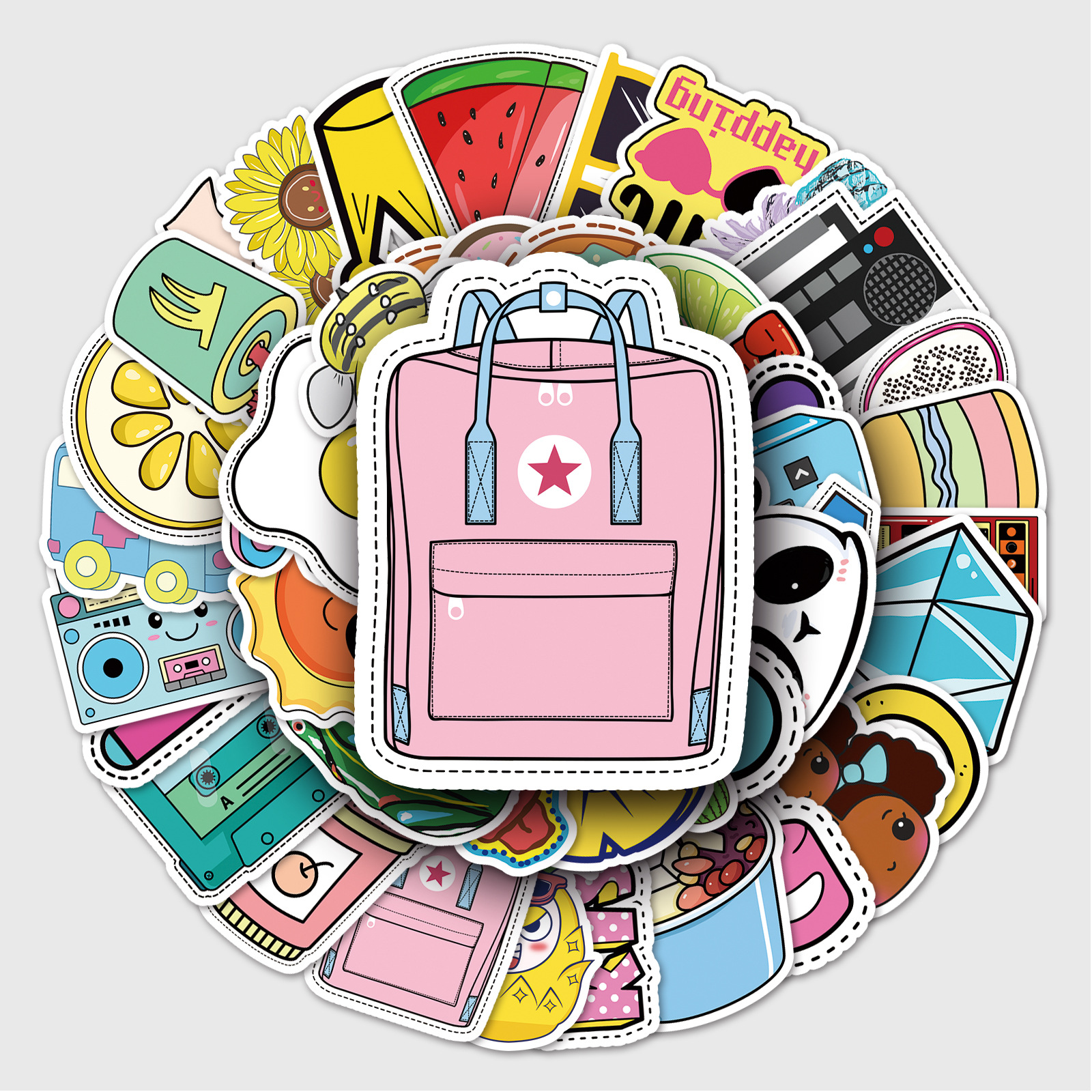 Wholesale 53 cartoon VSCO style small fresh lage scooter piano waterproof ins stickers car decoration stickers