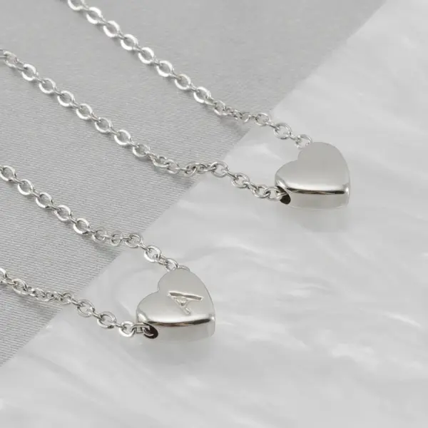 Wholesale Stainless Steel Simple Style Commute Polishing Plating Inlay Letter Heart Shape Necklace