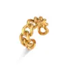 Wholesale PVD Coated Real Gold Plated 18K Gold Solid Color 304 Stainless Steel Fashion Waterproof Non Tarnish Open Ring