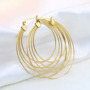 Wholesale Lady Round Titanium Steel Plating Earrings 1 Pair