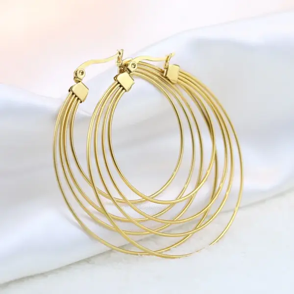 Wholesale Lady Round Titanium Steel Plating Earrings 1 Pair