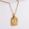 oly-1c844766cf17d1f4c958299565f26868 Wholesale PVD Coated 18K Gold Plated Letter 304 Stainless Steel Simple Style Waterproof Non Tarnish 304 Stainless Steel Pendant Necklace