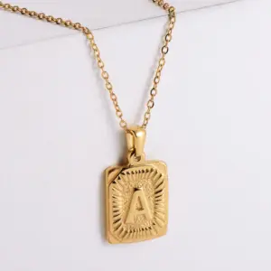 Wholesale PVD Coated 18K Gold Plated Letter 304 Stainless Steel Simple Style Waterproof Non Tarnish 304 Stainless Steel Pendant Necklace