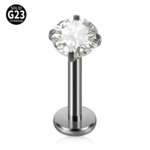 White and round Zircon (4mm) / 1.2x8mm
