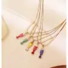 304 Stainless Steel Starfish PVD Coated Enamel Real Gold Plated Retro Simple Style Waterproof Non Tarnish Surgical Steel Bamboo Necklace Lobster Trigger Clasp Closure White Red Pendant Necklace