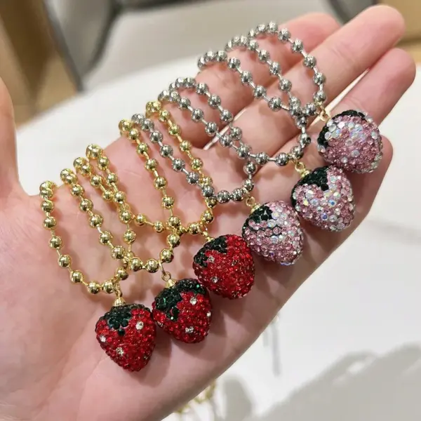 Copper Strawberry Pendant Necklace