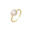 Wholesale Fashion Micro-inlaid Zircon Peach Heart Row Diamond 18k Gold-plated Copper Ring