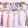 Wholesale Silicone leather tassel bracelet keychain