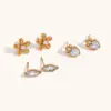 PVD Coated Real Gold Plated 18K Gold Crown Flower Stainless Steel Simple Style Waterproof Non Tarnish Ear Studs