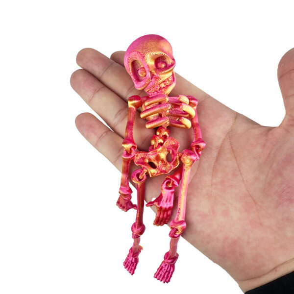 Wholesale Cross-border best-selling 3D printed skeleton with movable joints - children's Halloween toy, creative refrigerator magnet.