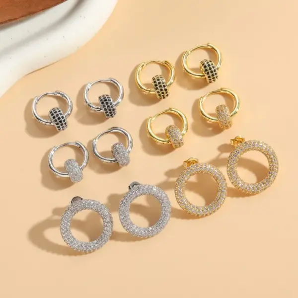 Wholesale 1 Pair Ig Style Circle Plating Inlay Copper Zircon 14k Gold Plated Earrings