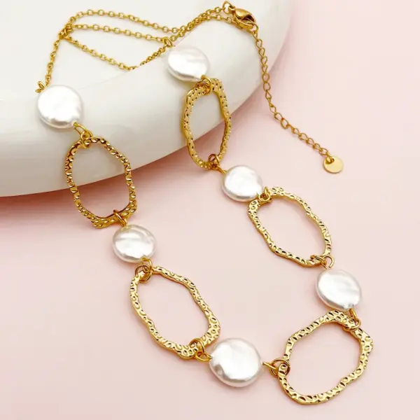 Wholesale PVD Coated Real Gold Plated 18K Gold Irregular 304 Stainless Steel Casual Simple Style Waterproof Non Tarnish 304 Stainless Steel Long Necklace