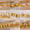 Wholesale 304 Stainless Steel Alloy Geometric Flower PVD Coated Zircon 18K Gold Plated 18K Gold Elegant Classical Romantic Plating Ear Studs