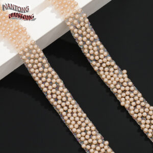 3 champagne pearl style / 1.5cm double-layer hot melt adhesive colorful round pearl adhesive strip
