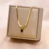 Wholesale Fashion Square Stainless Steel Plating Inlay Zircon Pendant Necklace 1 Piece