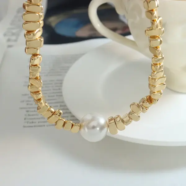 Wholesale PVD Coated Real Gold Plated Geometric Titanium Steel Elegant Waterproof Non Tarnish Necklace