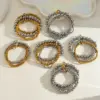 Wholesale Stainless Steel 18K Gold Plated Multi-Layer Beaded Elastic Rope Bracelet Casual Everyday Date Selfie Festival Geometric Pattern