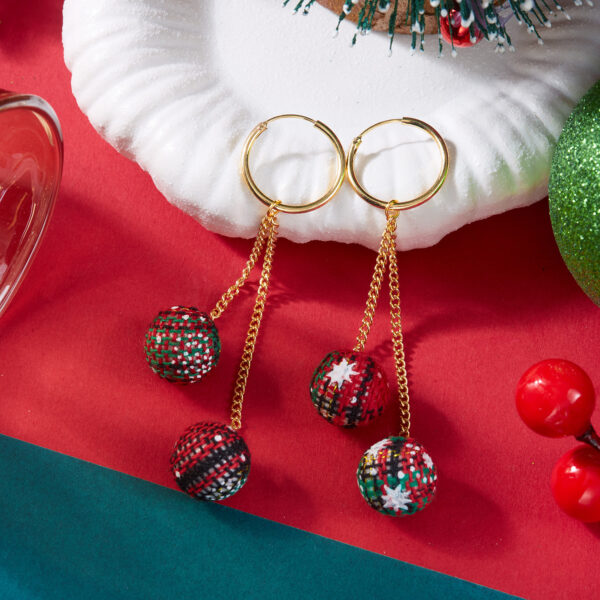 Wholesale Christmas-themed earrings with geometric pom-poms