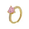 Wholesale Fashion Heart Shape Copper Zircon Open Ring In Bulk