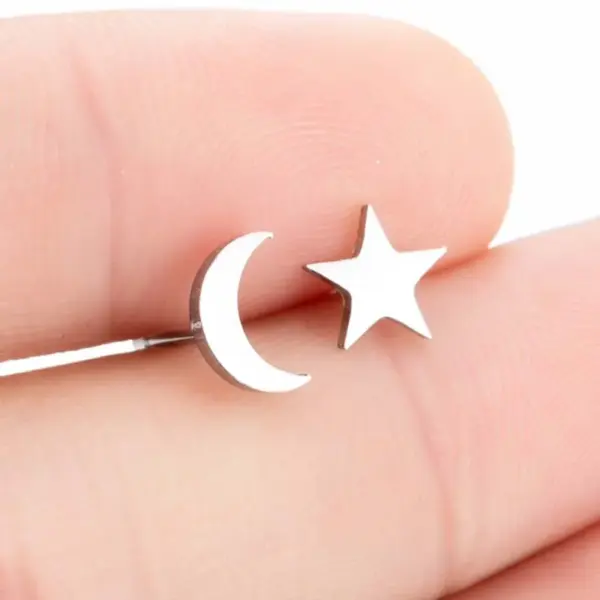 PVD Coated 18K Gold Real Gold Plated Star Moon 304 Stainless Steel Fashion Waterproof Non Tarnish Ear Studs