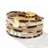 Bohemian Leopard Pu Leather Alloy Beaded Buckle Artificial Pearls Gold Plated Sier Plated Women's Bracelets