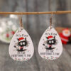 Wholesale creative Christmas funny cat Christmas hat water drops leather earrings